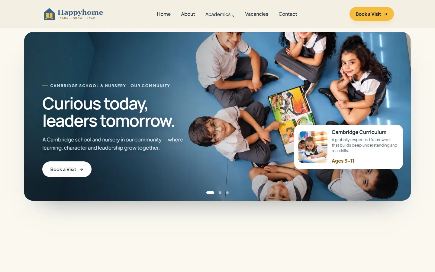 Screenshot of Happy Home School website