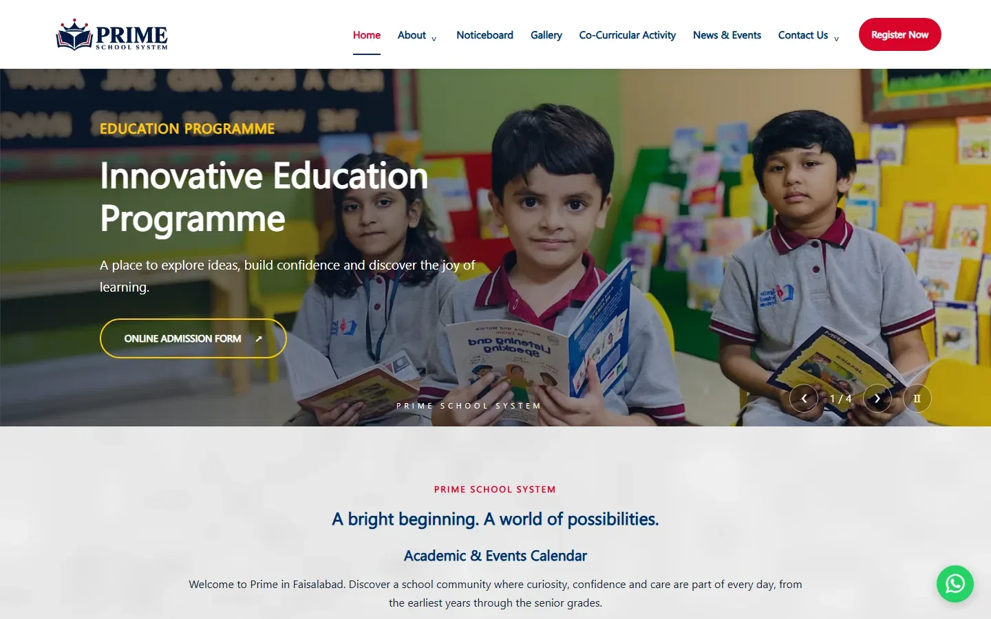 Screenshot of Ignite School website